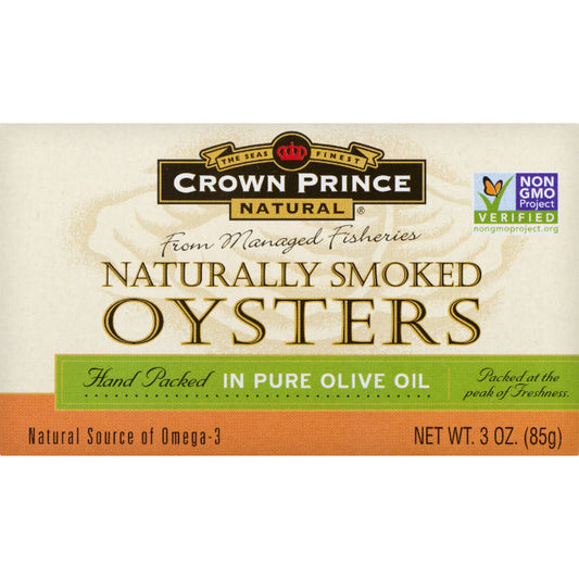 CROWN PRINCE - Smoked Oysters in Olive Oil 3OZ ( Pack of 18)
