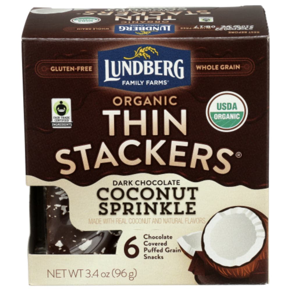 LUNDBERG - Dark Chocolate Coconut Rice Cake Organic 3.4OZ ( Pack of 6)
