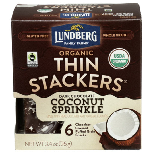 LUNDBERG - Dark Chocolate Coconut Rice Cake Organic 3.4OZ ( Pack of 6)