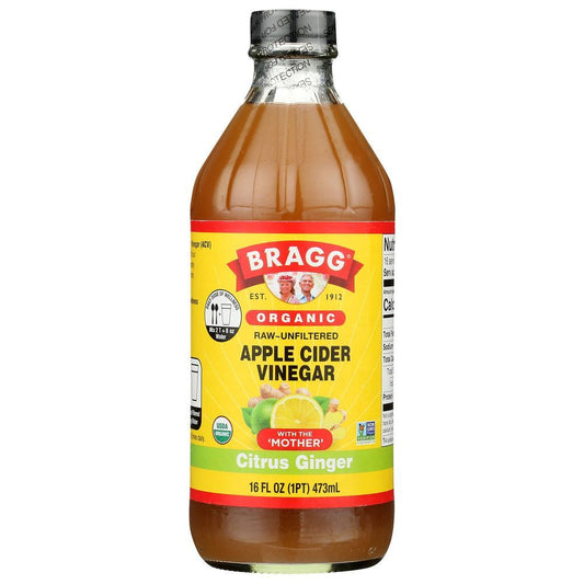 BRAGG - Organic Raw Unfiltered Citrus Ginger Apple Cider 16OZ ( Pack of 12)