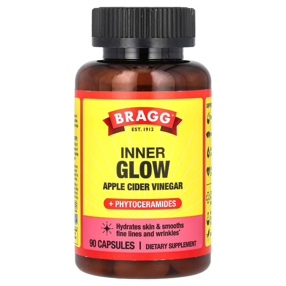 BRAGG - Inner Glow Apple Cider Vinegar + Phytoceramides 90CP ( Pack of 1)
