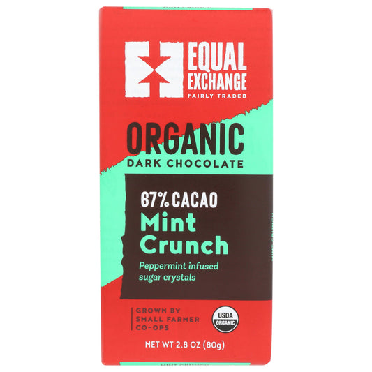 EQUAL EXCHANGE - Mint with Crunch Organic Chocolate Bar 2.8OZ ( Pack of 12)