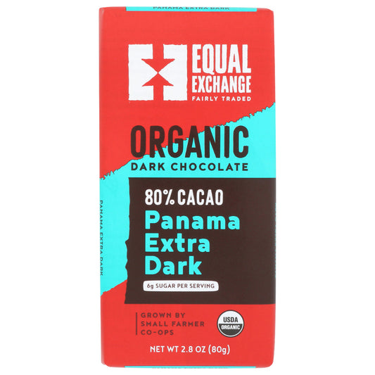 EQUAL EXCHANGE - Panama Extra Dark Organic Chocolate Bar 2.8OZ ( Pack of 12)