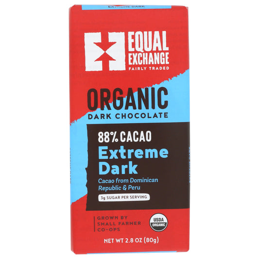 EQUAL EXCHANGE - Chocolate Bar Dark Extreme Organic 2.8OZ ( Pack of 12)
