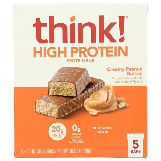 THINK! - Creamy Peanut Butter High Protein 5 Bars 10.5OZ ( Pack of 6)
