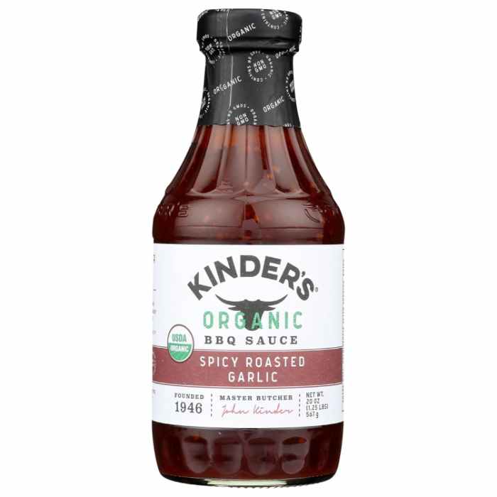 KINDERS - Organic BBQ Sauce Spicy Roasted Garli 20OZ ( Pack of 6)