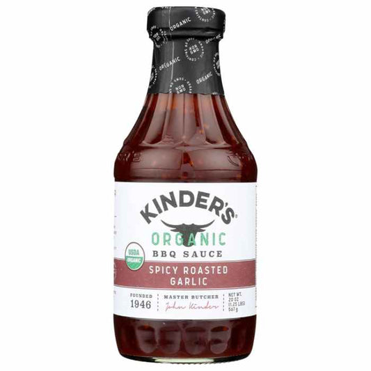 KINDERS - Organic BBQ Sauce Spicy Roasted Garli 20OZ ( Pack of 6)