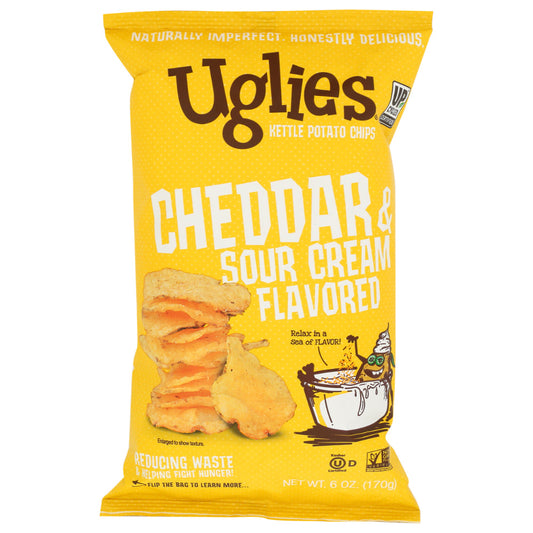 UGLIES - Cheddar &  Sour Cream Kettle Potato Chips 6OZ ( Pack of 12)