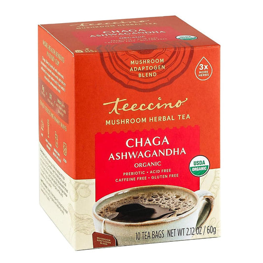 Teeccino - Ashwagandha Mushroom Tea 10 CT - Pack of 6