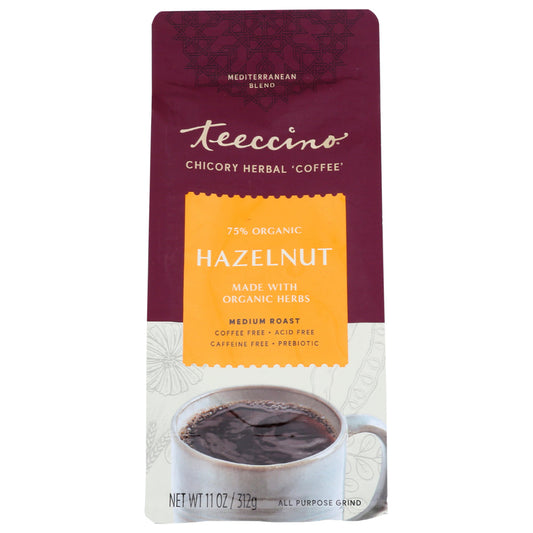 TEECCINO - 75% Organic Hazelnut Medium Roast Coffee 11OZ ( Pack of 6)