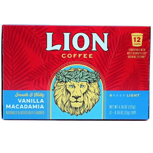 Lion Coffee - Vanilla Macadamia Medium Roast Coffee 12 PK - (Pack of 6)