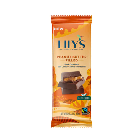 LILYS SWEETS - Dark Chocolate Peanut Butter Filled Bar 2.8OZ ( Pack of 12)