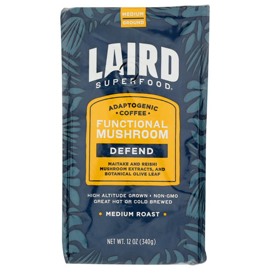 LAIRD SUPERFOOD - Adaptogen Defense Medium Coffee 12OZ ( Pack of 6)