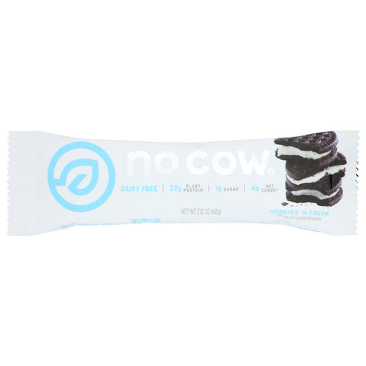 NO COW BAR - Cookies N' Cream Protein Bar 2.12OZ ( Pack of 12)