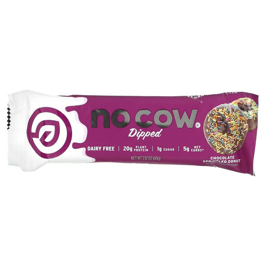 NO COW BAR - Chocolate Sprinkled Donut Bar Dipped 2.12OZ ( Pack of 12)