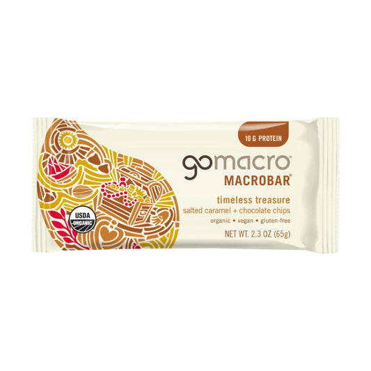 GOMACRO - Salted Caramel Chocolate Chip Bar Organic 2.3OZ ( Pack of 12)