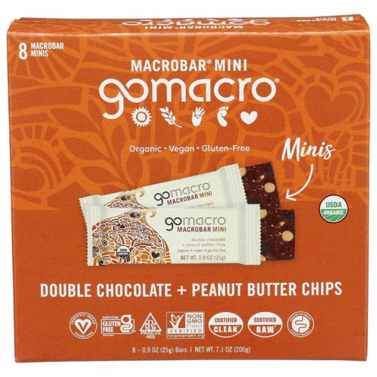 GOMACRO - Double Chocolate Peanut Butter Mini Bars 8-Pack 7.2OZ ( Pack of 7)