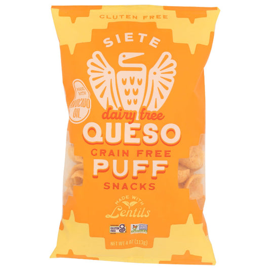 SIETE - Dairy Free Queso Grain Free Puff Snacks 4OZ ( Pack of 6)