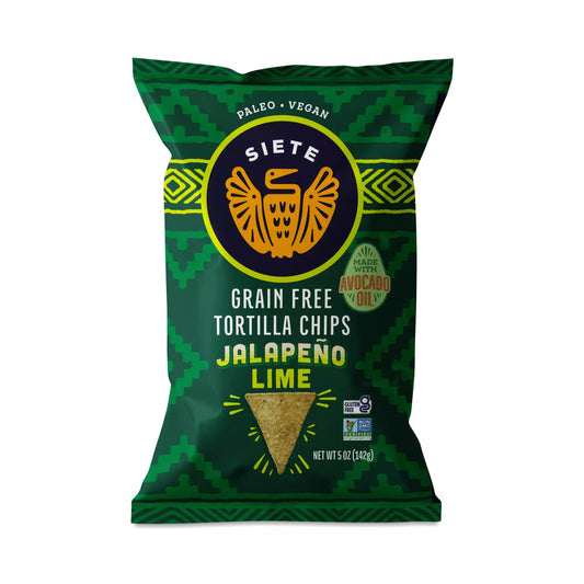 SIETE - Grain-Free Jalapeño Lime Tortilla Chips 5OZ ( Pack of 12)
