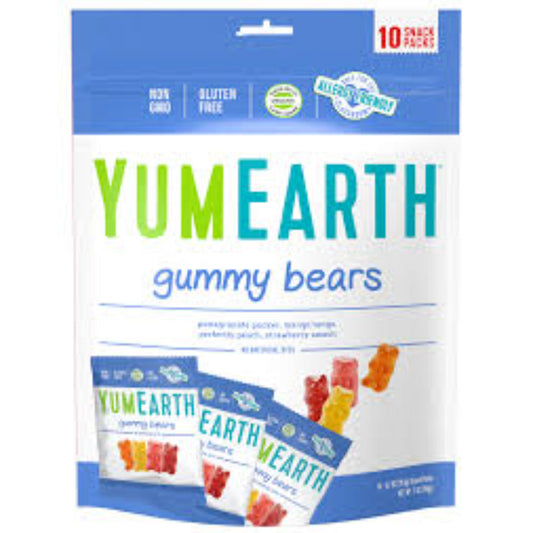 YumEarth - Gummy Bears (10 Snack Packs, Family Size), 7 oz | Pack of 12