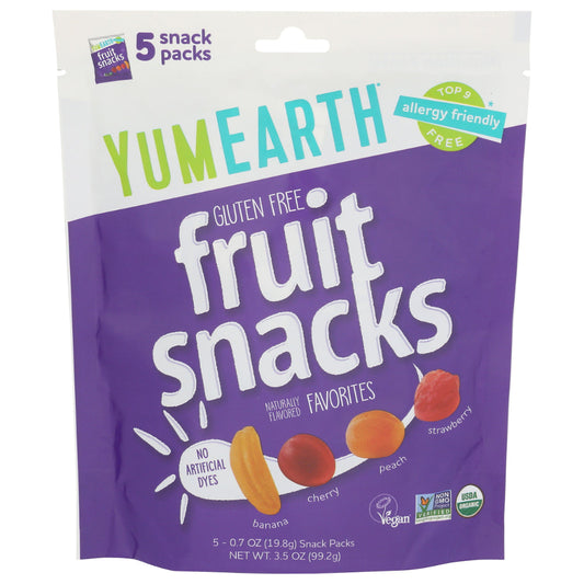 YumEarth - Fruit Snacks, 5 Packets, 3.5 oz | Pack of 12