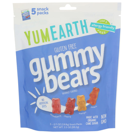 YumEarth - Gummy Bears, 5 Packets, 3.5 oz | Pack of 12
