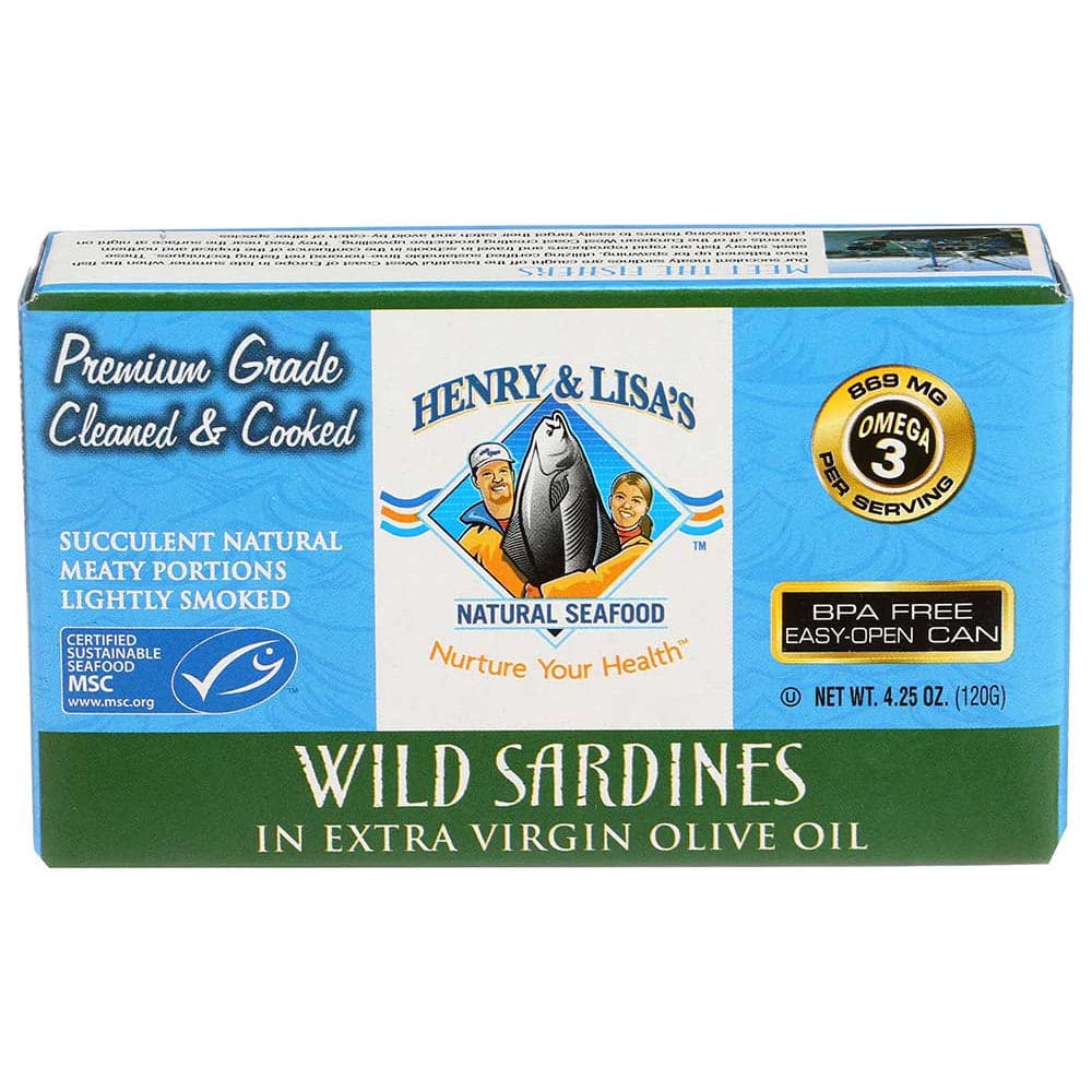 Henry & Lisa's - Natural Seafood Wild Sardines Extra Virgin Olive Oil, 4.25 Oz