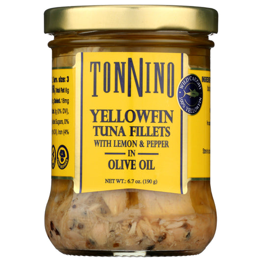 TONNINO - Flat Tuna in Olive Oil, Lemon Pepper, Fat-Free 6.7OZ ( Pack of 6)