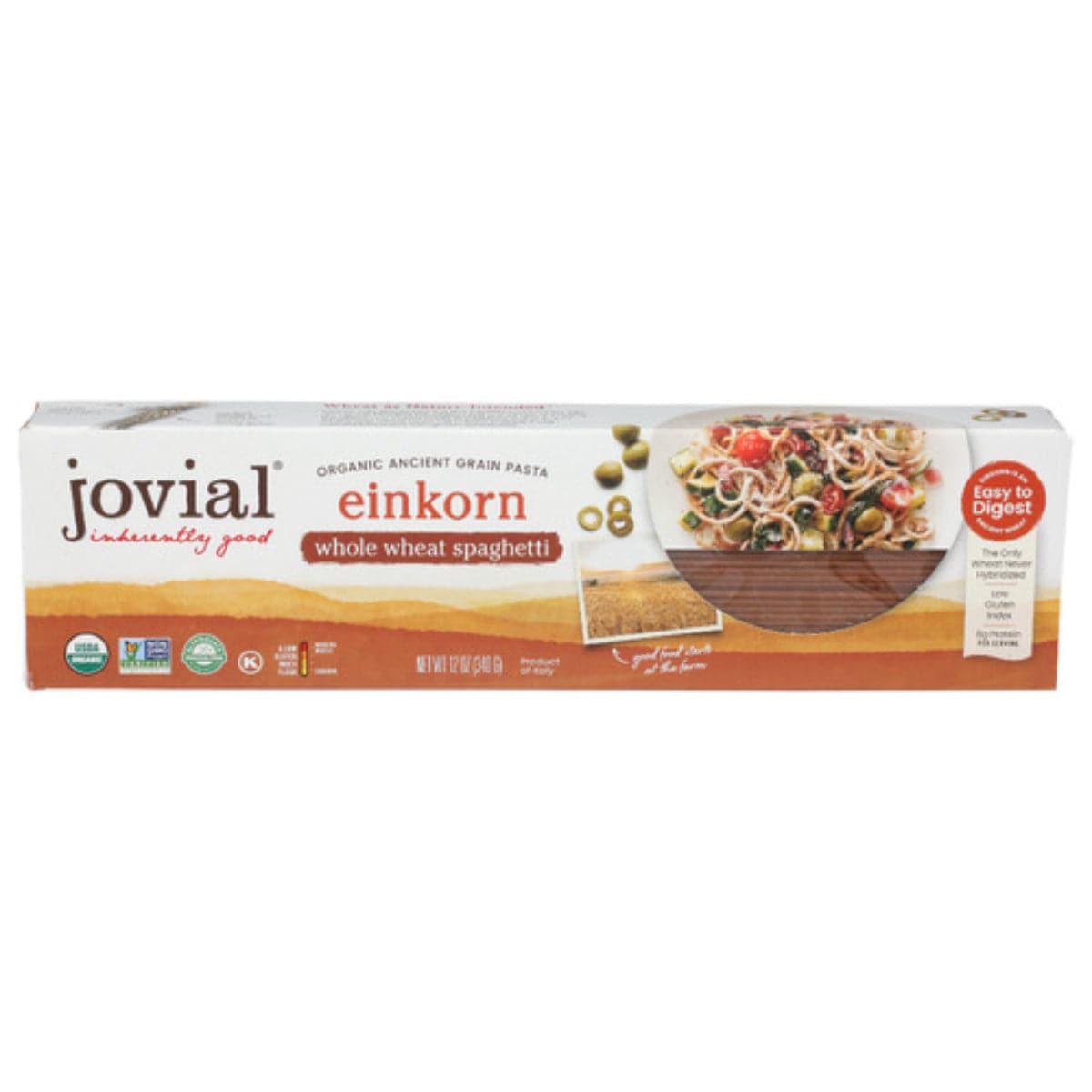 Jovial - Organic Einkorn Whole Wheat Pasta Spaghetti, 12 Oz - Pack of 12