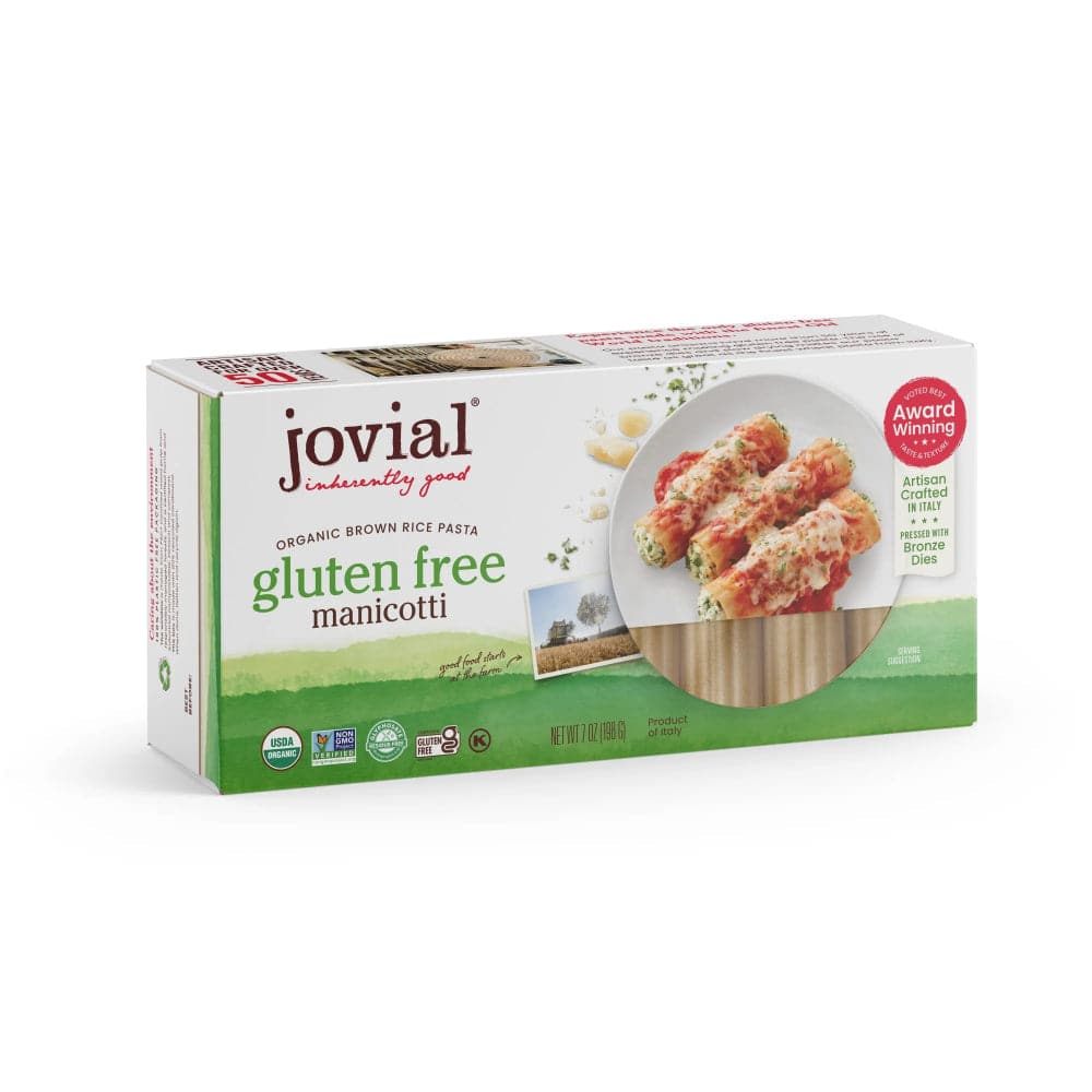 Jovial - Organic Gluten-Free Brown Rice Manicotti Pasta, 7 Oz - Pack of 12