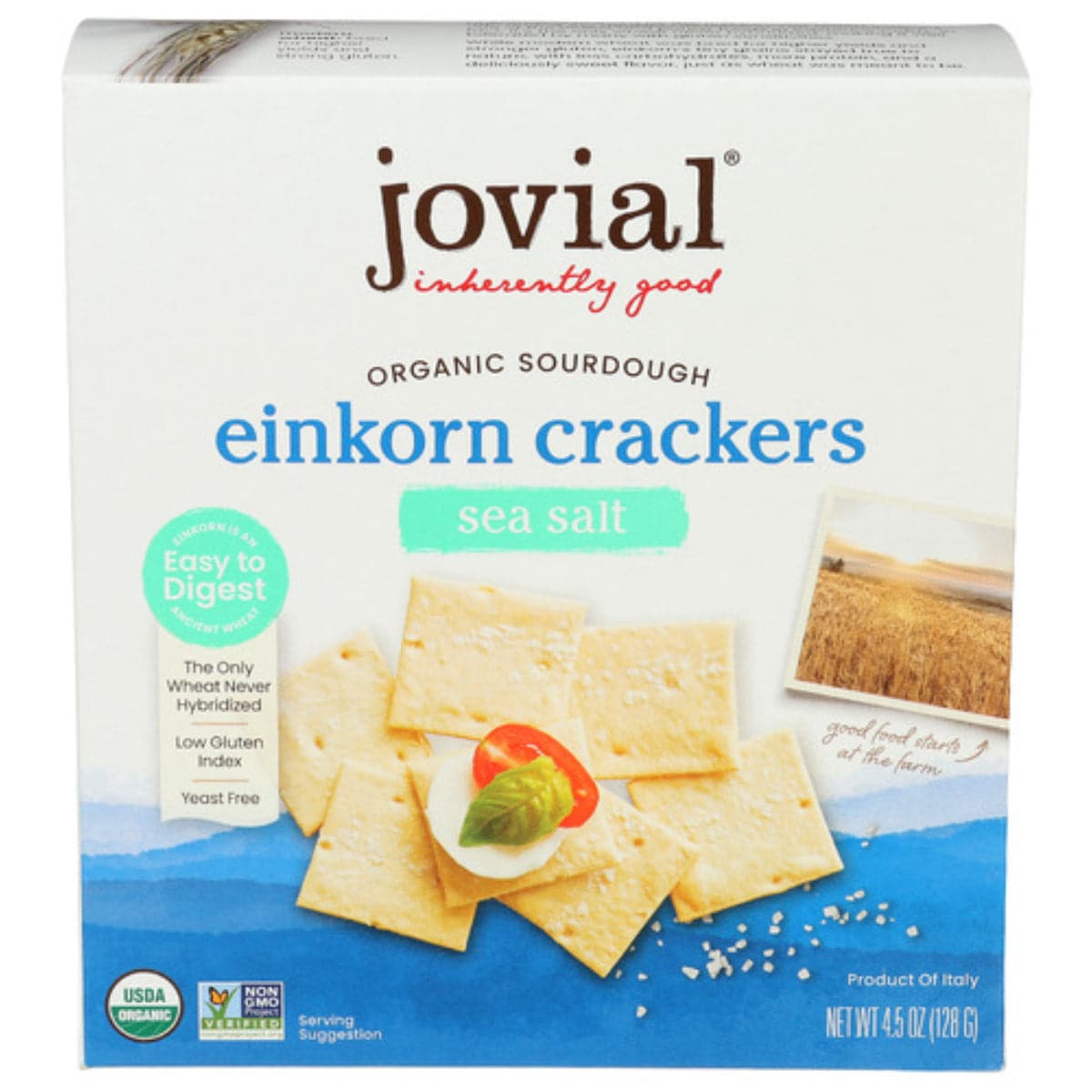 Jovial - Organic Sourdough Einkorn Crackers Sea Salt, 4.5 Oz - Pack of 10