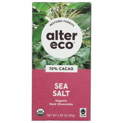 ALTER ECO - Deep Dark Sea Salt Chocolate Bar 2.82OZ ( Pack of 12)