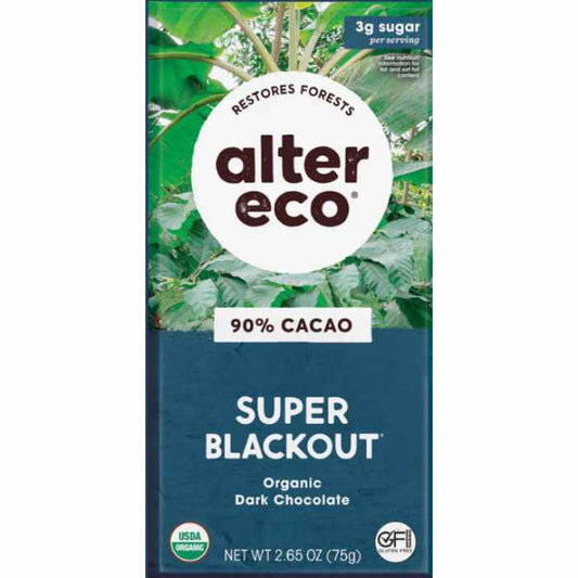 ALTER ECO - Super Blackout Organic Chocolate Bar 2.65OZ ( Pack of 12)