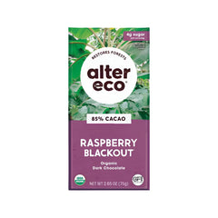 ALTER ECO - Organic Dark Chocolate Bar, Raspberry Blackout, 85% Cacao. 2.65OZ ( Pack of 12)