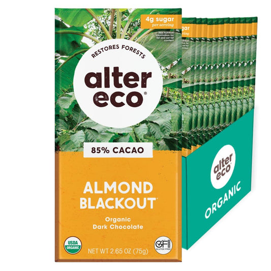 Alter Eco - Almond Blackout Dark Chocolate Bar, 2.65 OZ - Pack of 12