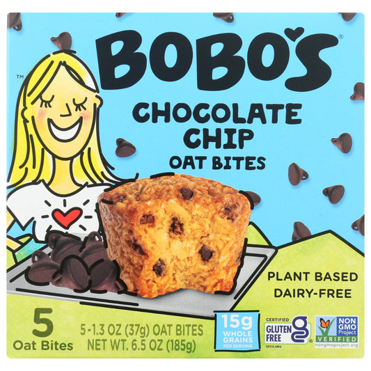 BOBOS OAT BARS - Oat Bars Bites Original Chocolate Chip 5 Ct 6.5OZ ( Pack of 6)