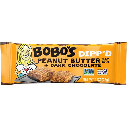 Bobos Oat Bars - Dipped Peanut Butter Oat Bar + Dark Chocolate 5 OZ - Pack of 6