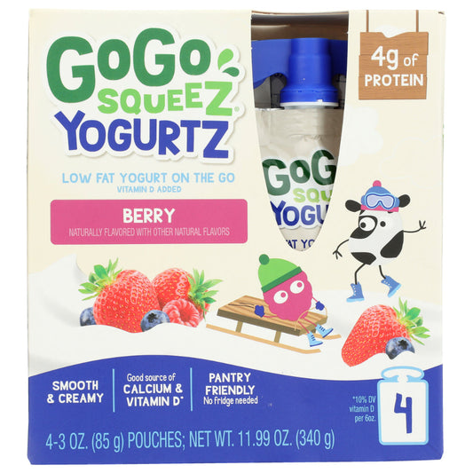 GOGO SQUEEZ - Beery Yogurtz 4 Pouches 12OZ ( Pack of 12)
