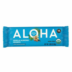 ALOHA - Organic Plant-Based Protein Bar Vanilla Almond Crunch 1.9OZ ( Pack of 12)