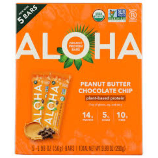 ALOHA - Organic Peanut Butter Chocolate Chip Protein Bar 5PK ( Pack of 6)