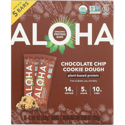 ALOHA - Chocolate Chip Cookie Dough Nutrition Bar 5PK ( Pack of 6)