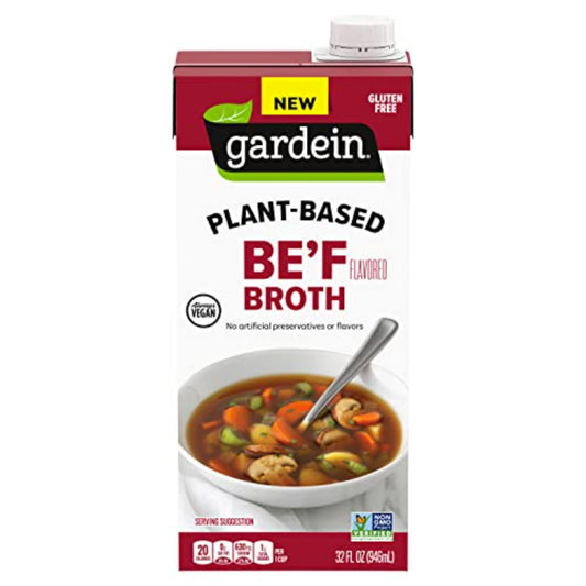 GARDEIN - Plant-Based Be'f Flavored Broth 32OZ ( Pack of 8)