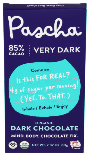 PASCHA - Chocolate Bar 85 Organic 2.82OZ ( Pack of 10)