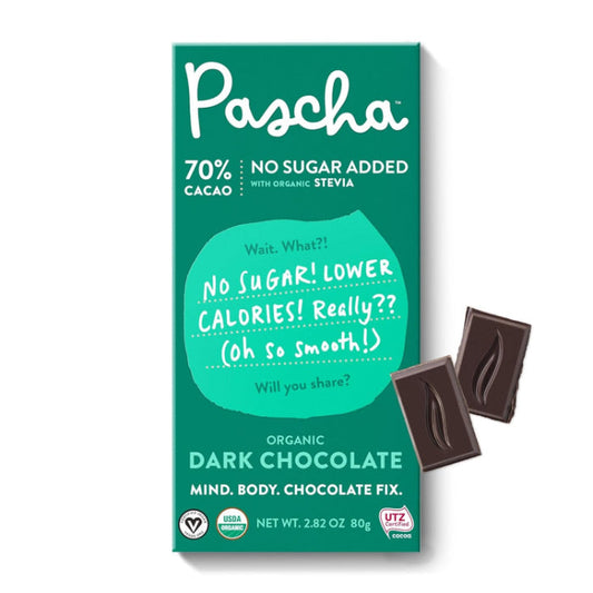 PASCHA - 70% Dark Chocolate Bar No Sugar Added 2.82OZ ( Pack of 10)