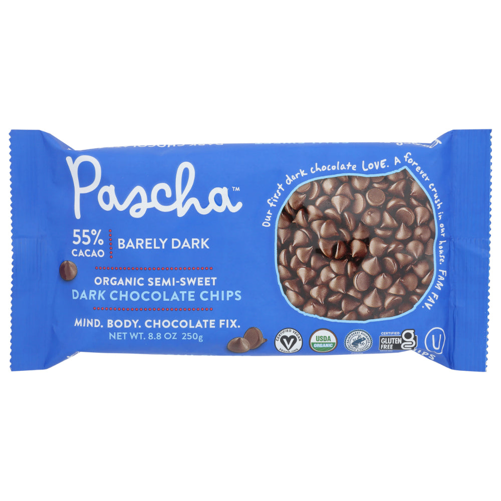 PASCHA - Baking Chips 55% Cacao Dark Chocolate 8.8OZ ( Pack of 6)
