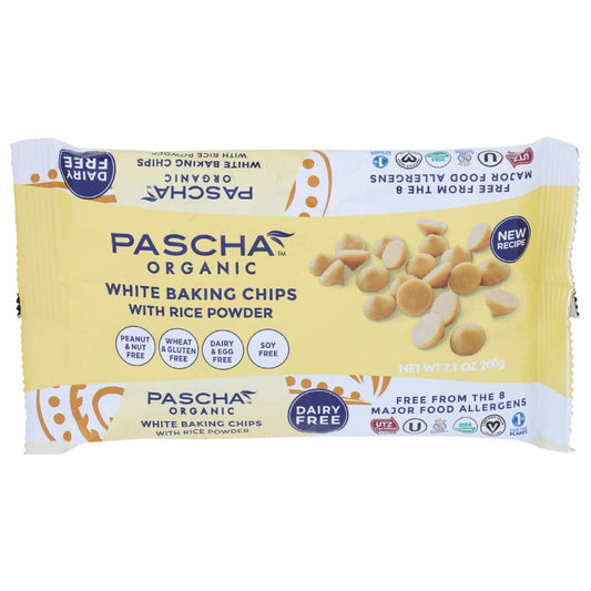 Pascha - Organic Rice Milk Chocolate Baking Chips White Chocolate 7 OZ - Pack of 8