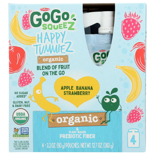 GOGO SQUEEZ - Happy Tummiez Organic Apple Banana Strawberry 12.8OZ ( Pack of 6)