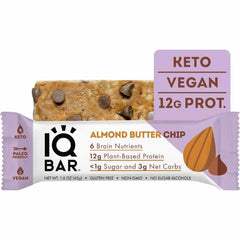 IQ BAR - Almond Butter Chip Protein Bar 1.6OZ ( Pack of 12)