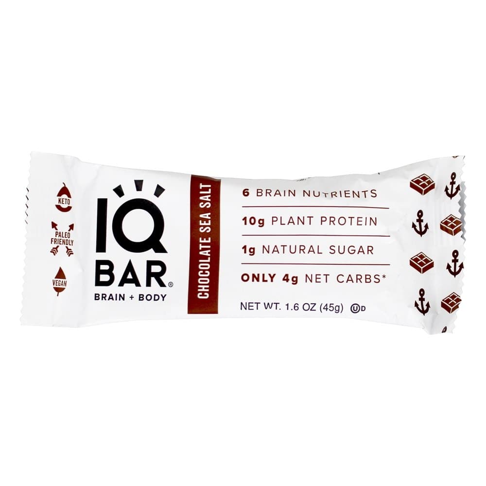 Iq Bar Brain Body Bar Chocolate Sea Salt 1.6 Oz.
 | Pack of 12 - PlantX US