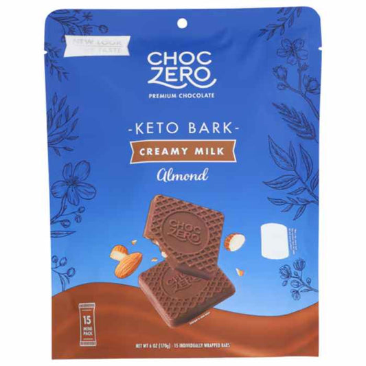 CHOCZERO - Milk Chocolate Almond Bark 6OZ ( Pack of 12)
